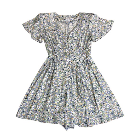 Vintage Westport LTD Romper Womens 10 Floral Button 80s 90s Cottagecore Coquette - Picture 1 of 16